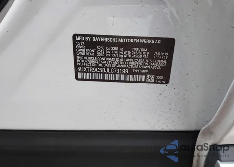 2018 BMW X3 xDrive30I from USA, damaged, VIN 5UXTR9C58JLC73199